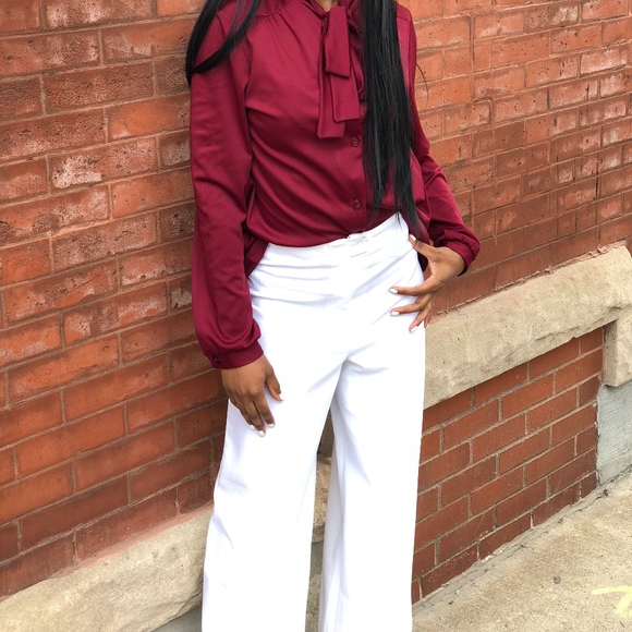 Vintage 1970's High Waisted White Flare Pants - Picture 2 of 6